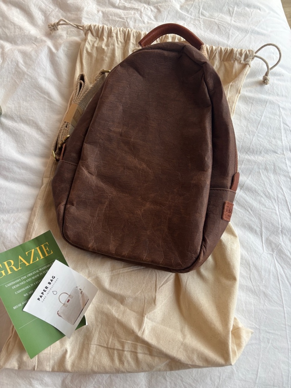 NWT Italian Made Uashmama Memmino Backpack in Dark Chocolate Brown